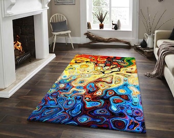 Colorful Abstract  Rug, Modern Artistic Floor Carpet, vİBRANT Multicolor Area Rug for Living room or studio