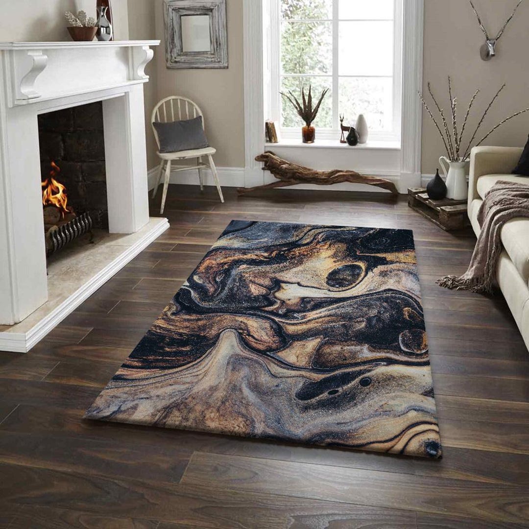 Wood Design Rug Abstract Wood Grain Rug,modern Earthtone Area Carpet, Dark Naturel ...