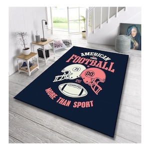 American Football Rug, Sport Themed Carpet for Game Room or Kids Room Decor