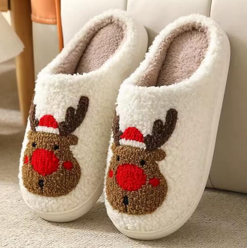 Christmas Slippers, Plush Christmas House Shoes, Winter Warmth, Gift ...