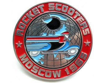 Vintage Rocket Scooters Moscow 1965 Badge Classic Vespa Lambretta Emblem Handmade Alloy 6.5cm
