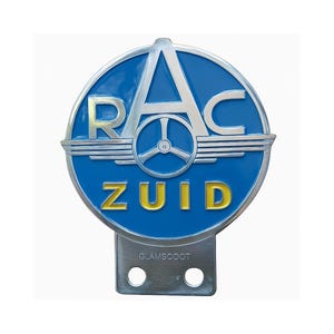Vintage RAC ZUID Car Club Badge Classic Alloy Automotive Emblem, Garage & Collector Decor