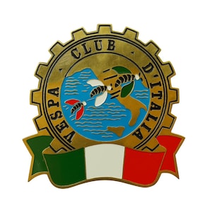 Vintage Vespa Club D'Italia Messing Abzeichen Classic Scooter Emblem 8 cm