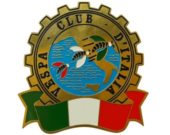 Vintage Vespa Club D'Italia Messing Abzeichen Classic Scooter Emblem 8 cm