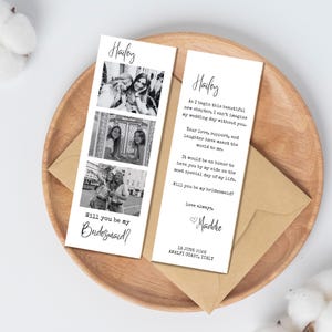 Will You Be My Bridesmaid Photo Strip, Editable Canva Template, Bridesmaid Proposal Card with Photo, Maid of Honor Instant Download