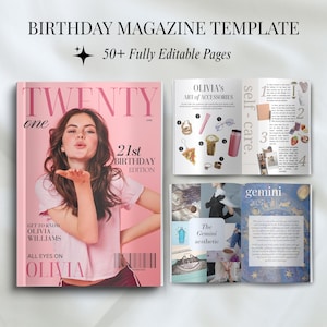 Custom Birthday Magazine Cover | DIY Canva Template | Personalized Digital Gift for Her or Friend | Editable Keepsake Mag, Instant Download
