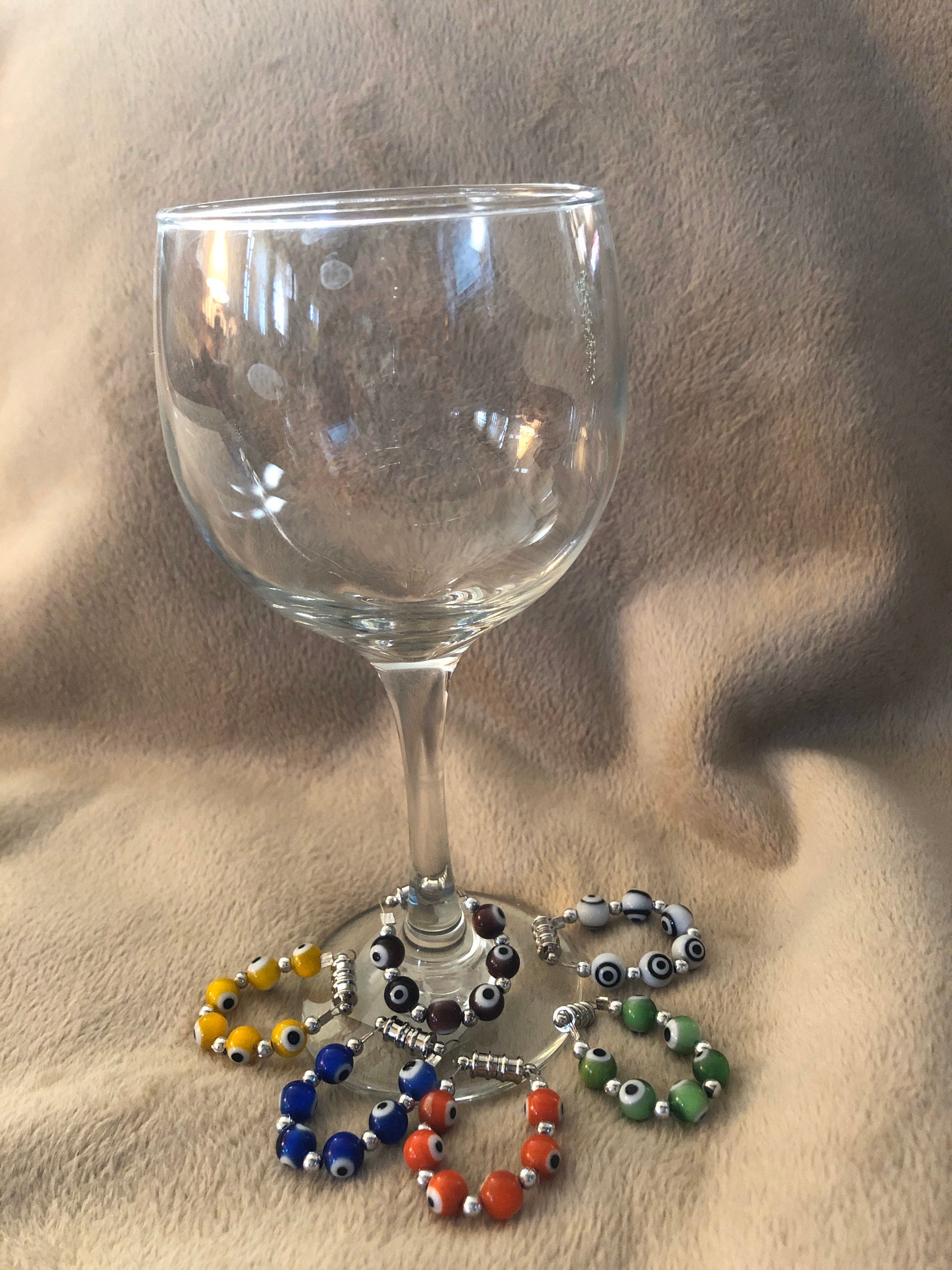 Fun EVIL EYE HEART Wine Glass Charm Rings Set Of 6 Party Supplies Wine Rings