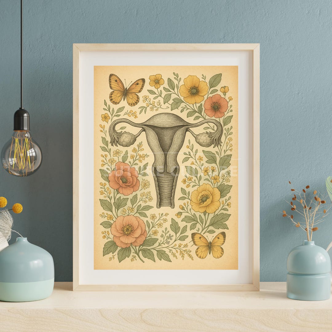 Floral Uterus Anatomy Art Print – Botanical Feminine Medical ...