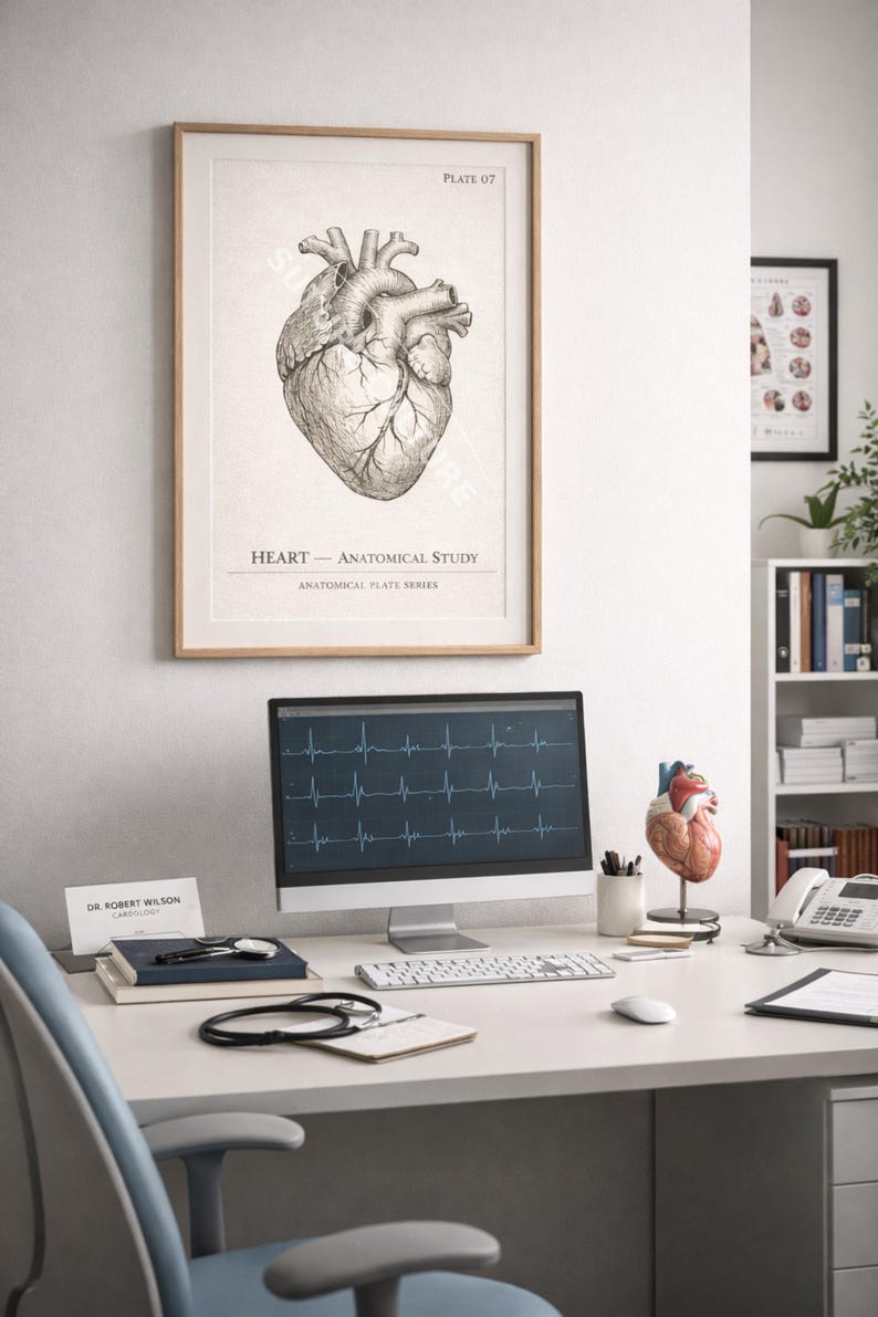 Vintage Heart Anatomy Print | Medical Office Decor (digital Download ...