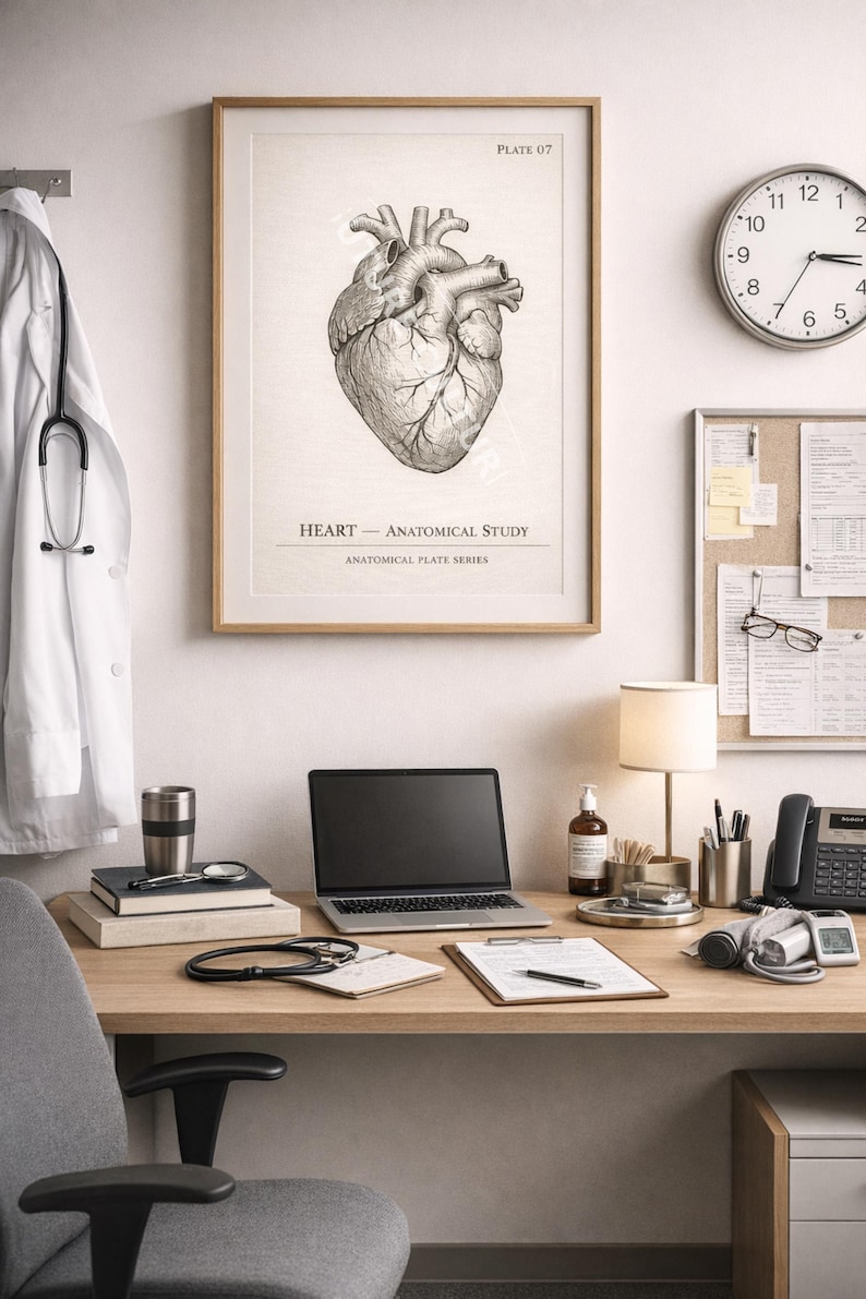 Vintage Heart Anatomy Print | Medical Office Decor (digital Download ...