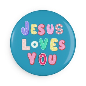 Magneet Jezus houdt van je, inspirerende knopmagneten, cadeau voor vrienden, Jezus-themadecor, koelkastmagneet, bordmagneten