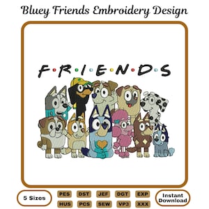 Bluey Friends Embroidery Design