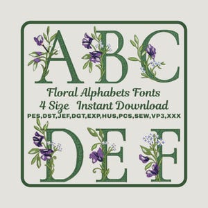 Floral Alphabet Machine Embroidery Font