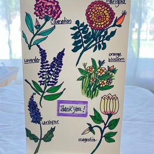 Hand Illustrierte Grußkarten mit Liebe gemacht, Herz, Qualität Papier Geburtstag, danke, just weil, religiös, Blumen, blüht