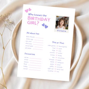 Who Knows the Birthday Girl Best Quiz Game | Teen Birthday Party Trivia Activity | Tween Birthday Game Digital Template Printable