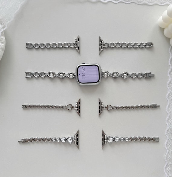 Minimalist Silver Apple Watch Bracelet,Elegant Apple watch Chain Band,Dainty Watch Strap Fits 38mm 40mm 41mm 42mm 44mm 45mm 49mm