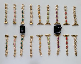 Ftbit & Apple Watch Band,Gold Strap for Smart Watch,Replacement Watch Strap with Gemstone Links, Fitbit  Watch Strap,Apple Watch Band
