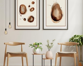 Coffee Art Prints Diptych – Abstract Minimalist Decor (Digital Download)
