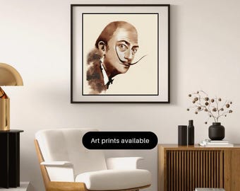Salvador Dali Coffee Portrait Print | Surreal Minimalist Wall Art (Digital Download)