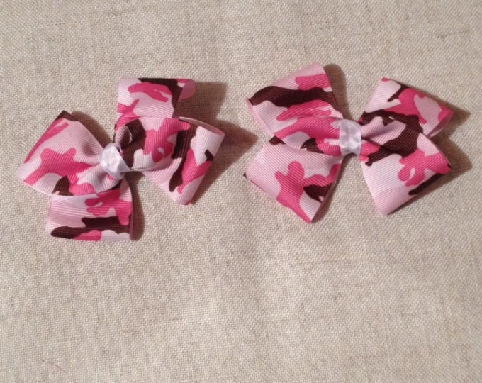 Pink Camouflage Hair Bows Etsy