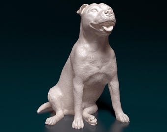 Staffordshire Bull Terrier Figurine Dog | Minimalist Home Decor | Pet Memorial Statue | DIY or Custom Paint Sculpture | Cake Top