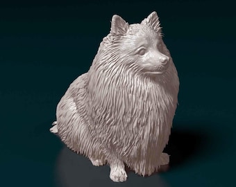 Pomeranian Figurine Dog | Minimalist Home Decor | Pet Memorial Statue | DIY or Custom Paint Sculpture | Cake Top
