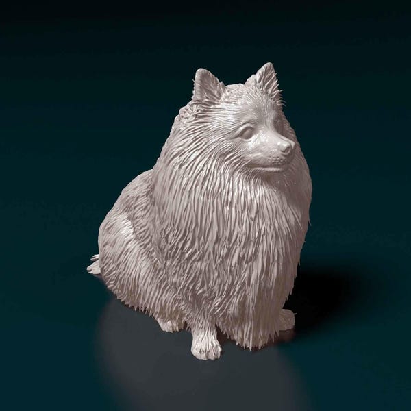 Pomeranian Figurine Dog | Minimalist Home Decor | Pet Memorial Statue | DIY or Custom Paint Sculpture | Cake Top