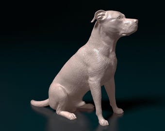 Pitbull Figurine Dog | Minimalist Home Decor | Pet Memorial Statue | DIY or Custom Paint Sculpture | Cake Top