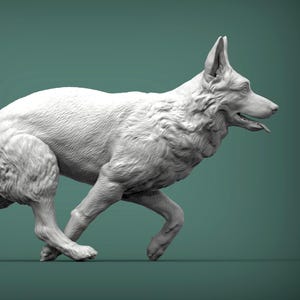 German Shepherd Minimalist Dog Statue – Paintable Dog Figurine, Unique Gift, Dog Memorial Sculpture, Home Decor or Cake Topper