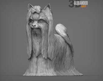 Yorkshire Terrier Figurine | Custom Long Hair Yorkie Sculpture | Pet Memorial Statue and Dog Lover Gift