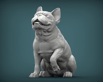 Figura de bulldog francés / Decoración minimalista para el hogar / Estatua conmemorativa para mascotas / Escultura de pintura personalizada o hecha a mano / Adorno para tarta