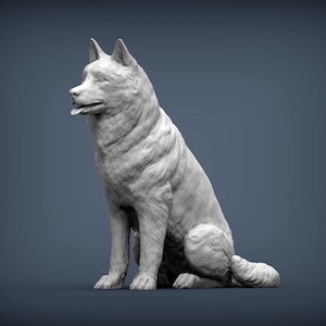 Husky Minimalist Dog Statue – Paintable Dog Figurine, Unique Gift, Dog Memorial Sculpture, Home Decor or Cake Topper