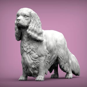 Spaniel Cavalier King Charles Figurine Dog, Minimalist Dog Statue, Unique Gift, Memorial Dog Sculpture, Ready to Paint, Home Decor, Cake Top