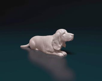 Basset Hound Figurine Dog | Minimalist Home Decor | Pet Memorial Statue | DIY or Custom Paint Sculpture | Cake Top