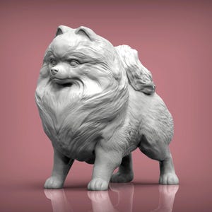 Pomeranian Minimalist Dog Statue – Paintable Dog Figurine, Unique Gift, Dog Memorial Sculpture, Home Decor or Cake Topper