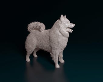 Escultura de samoyedo personalizada, estatua de samoyedo sonriente personalizada, regalo de perro de trineo esponjoso, monumento conmemorativo de spitz siberiano, arte de cola enroscada, decoración de compañía