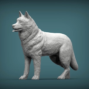 Husky Minimalist Dog Statue – Paintable Dog Figurine, Unique Gift, Dog Memorial Sculpture, Home Decor or Cake Topper