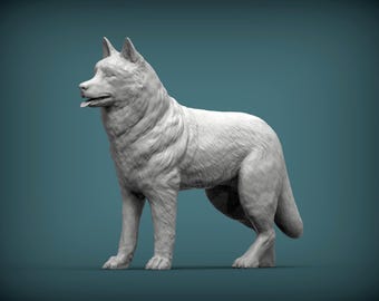 Figura de perro husky / Decoración minimalista para el hogar / Estatua conmemorativa para mascotas / Escultura para pintar tú mismo o personalizada / Adorno para pastel