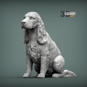 English Cocker Spaniel Minimalist Dog Statue – Paintable Dog Figurine, Unique Gift, Dog Memorial Sculpture, Home Decor or Cake Topper