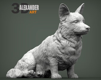 Escultura personalizada de Corgi Galés de Cardigan, estatua personalizada de Corgi de cola larga, regalo de pastoreo, monumento conmemorativo de zorro, arte de patas cortas, decoración de bajo perfil.