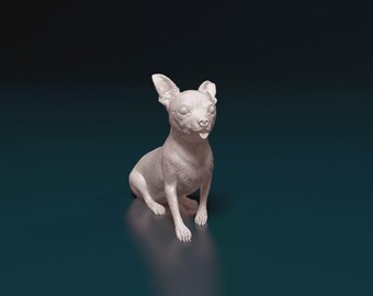 Chihuahua Figurine Dog | Minimalist Home Decor | Pet Memorial Statue | DIY or Custom Paint Sculpture | Cake Top