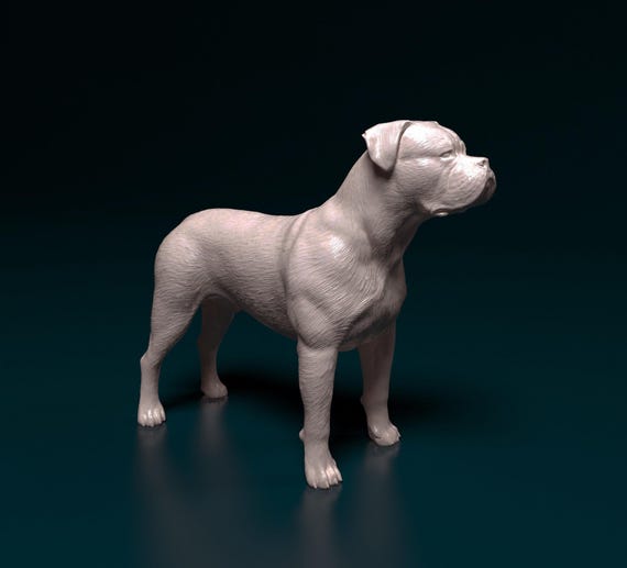 American Bulldog Minimalist Dog Statue – Paintable Dog Figurine