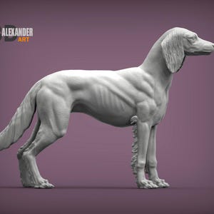 Saluki Minimalist Dog Statue – Paintable Dog Figurine, Unique Gift, Dog Memorial Sculpture, Home Decor or Cake Topper