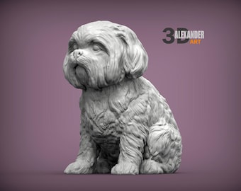 Custom British Shih Tzu Sculpture, Personalized Lion Dog Statue, Chrysanthemum Breed Gift, Long Coat Memorial, Imperial Art, Toy Dog Decor