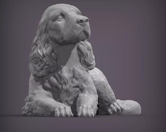 Figura de perro Cocker Spaniel inglés / Decoración minimalista para el hogar / Estatua conmemorativa para mascotas / Escultura de pintura DIY o personalizada / Adorno para tarta