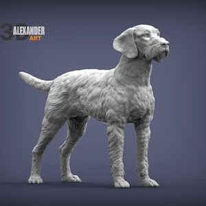 German Wirehaired Pointers Minimalist Dog Statue – Paintable Dog Figurine, Unique Gift, Dog Memorial Sculpture, Home Decor or Cake Topper
