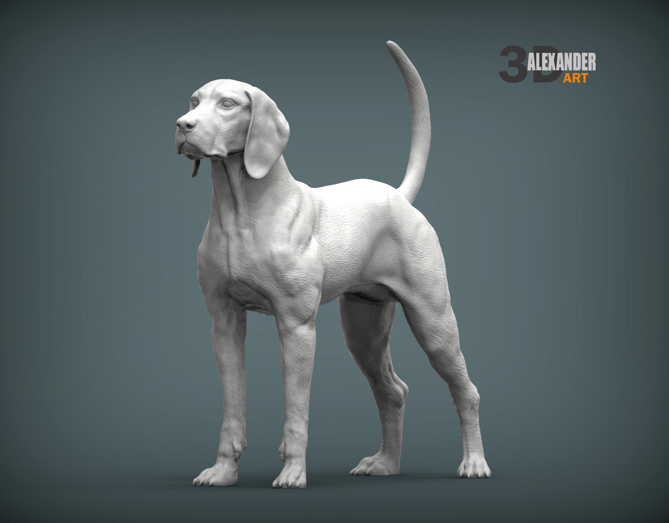 American English Coonhound Minimalist Dog Statue – Paintable Dog Figurine, Unique Gift, Dog Memorial Sculpture, Home Decor or Cake Topper