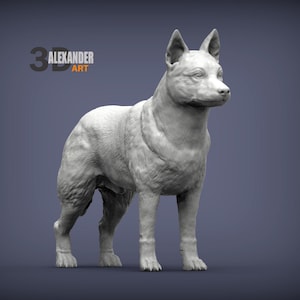 Australian Cattle Minimalist Dog Statue – Paintable Dog Figurine, Unique Gift, Dog Memorial Sculpture, Home Decor or Cake Topper