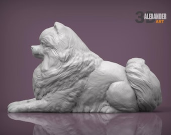 Pomeranian Figurine Dog | Minimalist Home Decor | Pet Memorial Statue | DIY or Custom Paint Sculpture | Cake Top