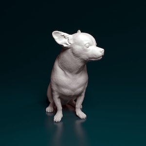 Chihuahua Minimalist Dog Statue – Paintable Dog Figurine, Unique Gift, Dog Memorial Sculpture, Home Decor or Cake Topper